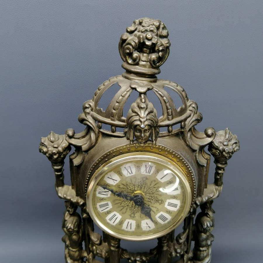 Highly Decorative and Ornamental Pressed Brass Metal German Mantle Clock!!!