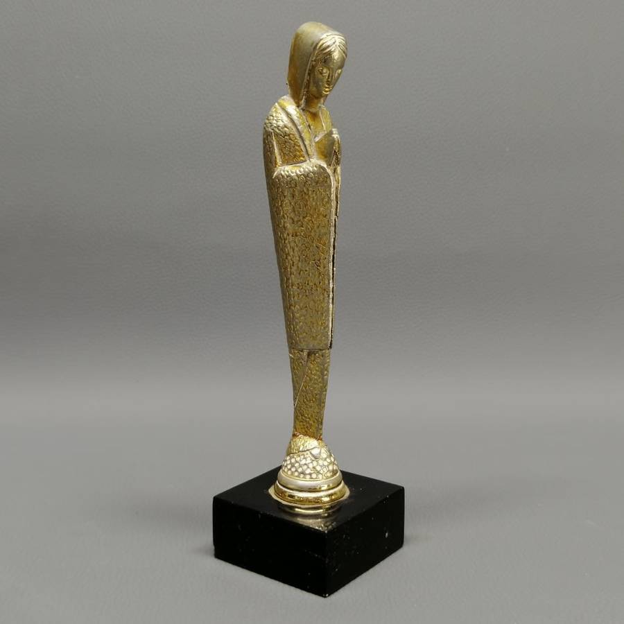 Vintage Cast Metal On Marble Base Religious Icon Statue!!!!
