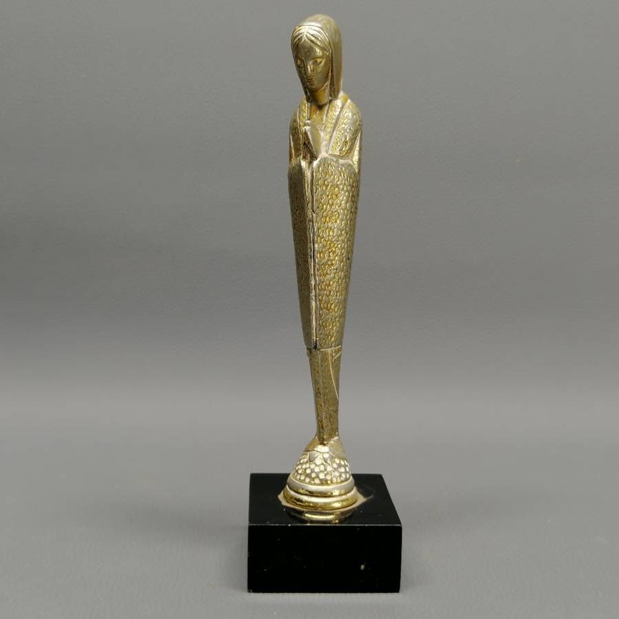 Vintage Cast Metal On Marble Base Religious Icon Statue!!!!