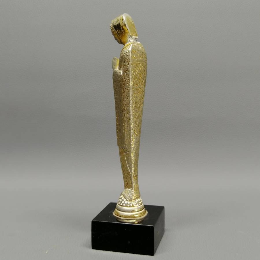 Vintage Cast Metal On Marble Base Religious Icon Statue!!!!
