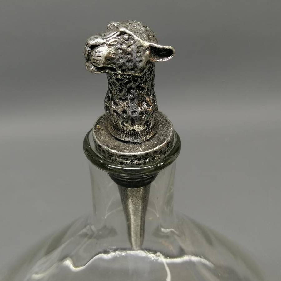 South African Cast Silver Metal Leopard Themed Wine Bottle Topper!!!