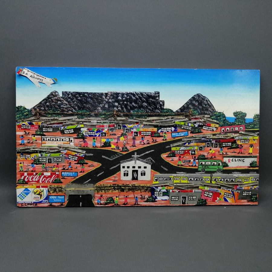 Original Mixed Media On Board Fifa 2010 Cape Town Soccer Artwork by G Gavaza!!!