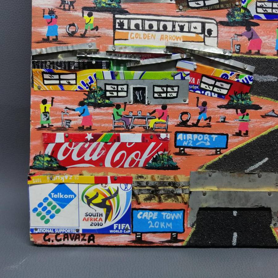 Original Mixed Media On Board Fifa 2010 Cape Town Soccer Artwork by G Gavaza!!!