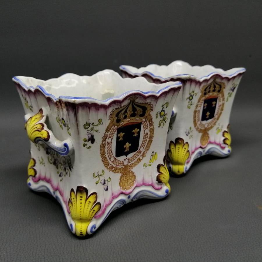 Two Highly Detailed Glazed Porcelain Footed Hand Painted Large Candle Holders!!!