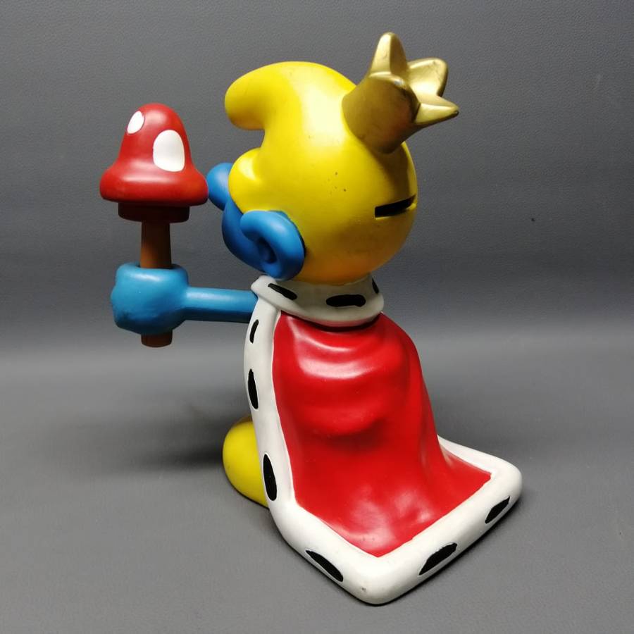 SUPER COOL!!! Large Original King Smurf Hard Plastic Savings Bank!!!