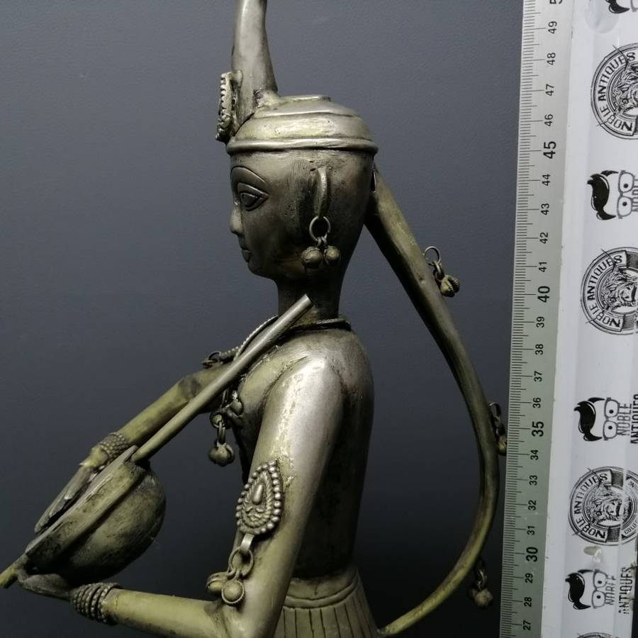 Large Highly Detailed Silver Metal Musical Figurine Statue!!! Harp Statue.