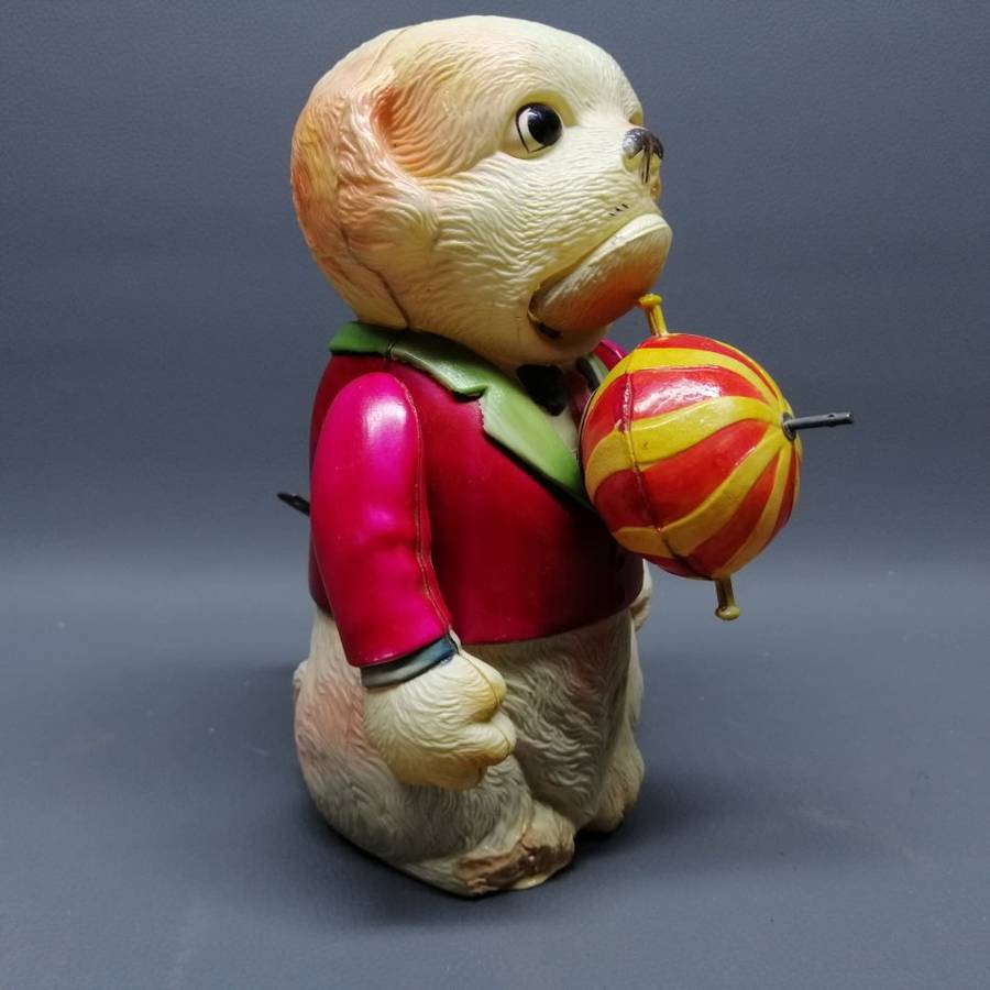 SUPER RARE!!! Original Vintage 1940's Japanese Celluloid Barking Bull Dog Wind Up Doll!!!