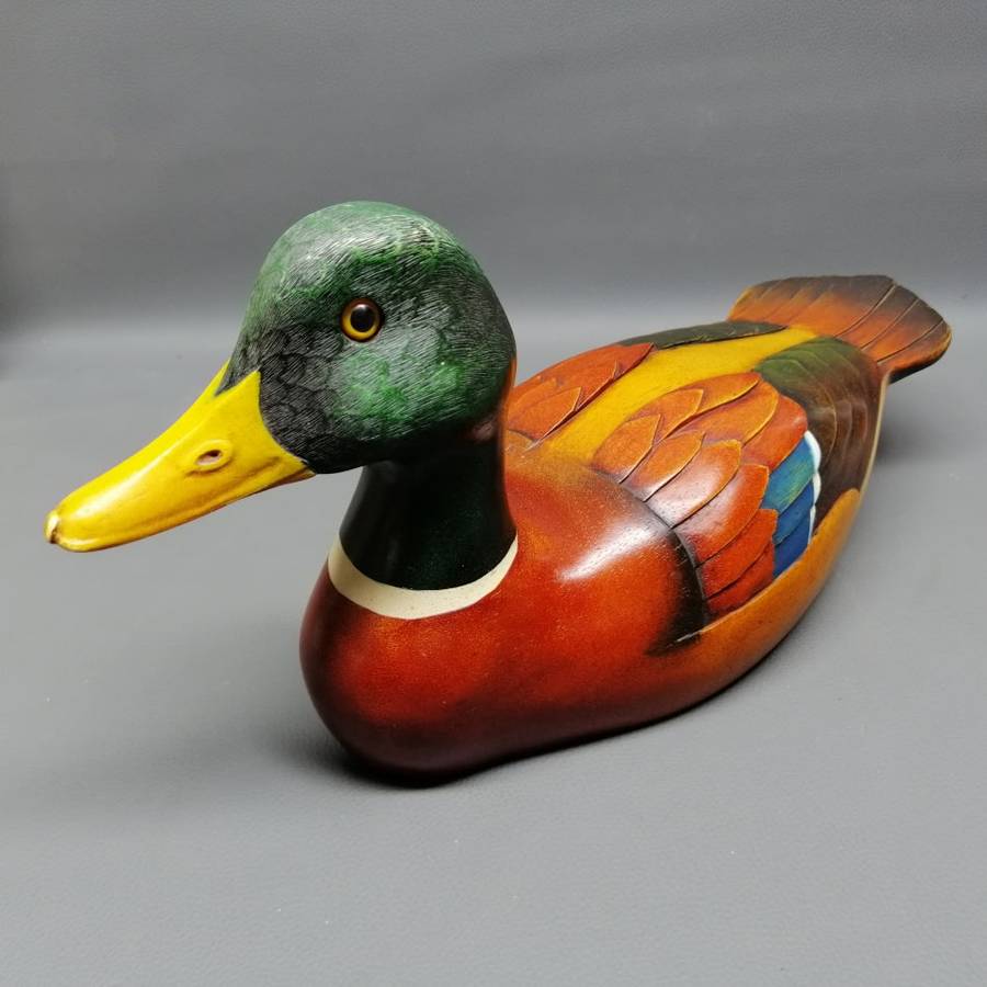 Exquisite!!! Large Hand Painted and Carved Limited Edition Feathers Mallard Drake