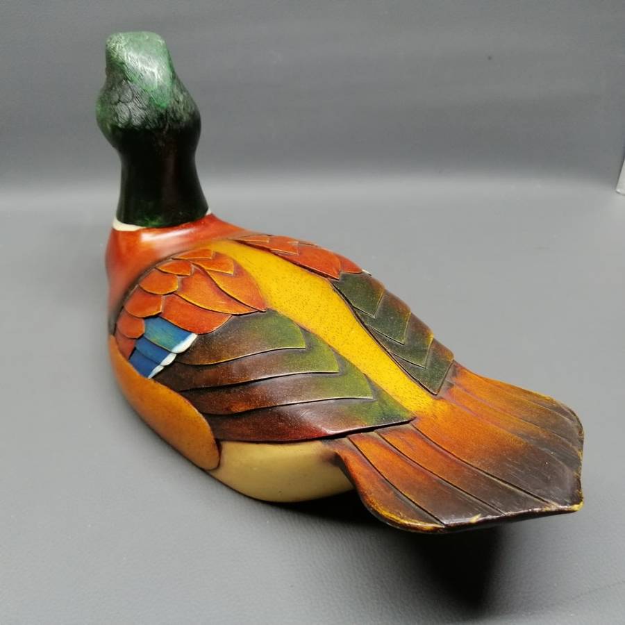 Exquisite!!! Large Hand Painted and Carved Limited Edition Feathers Mallard Drake