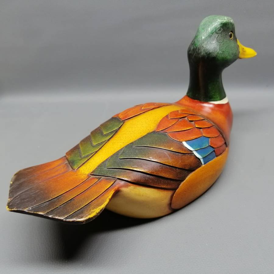 Exquisite!!! Large Hand Painted and Carved Limited Edition Feathers Mallard Drake