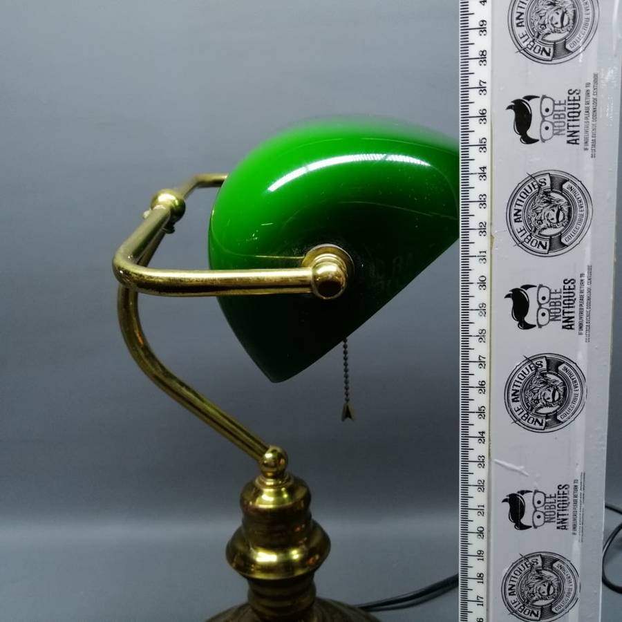 Original Vintage Brass and Green Glass Bankers Lamp, Working!!!