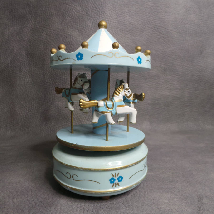 Original Hand Crafted Wood Music Box Merry Go Round!!! Working!!!