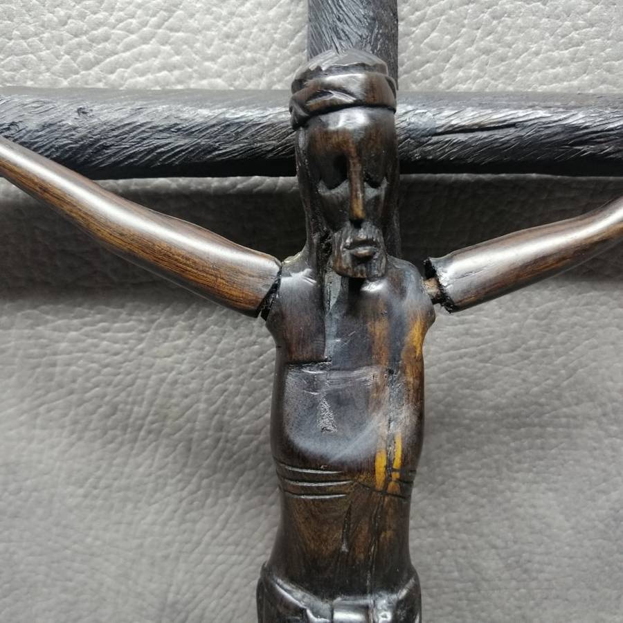 Fantastic!!! Large Detailed Hand Carved Dark Wood Crucifix!!