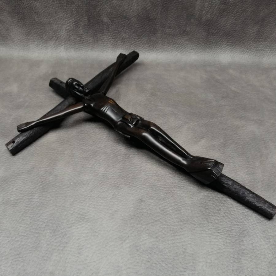 Fantastic!!! Large Detailed Hand Carved Dark Wood Crucifix!!