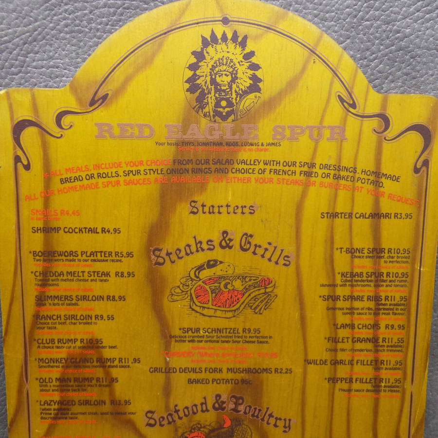 FANTASTIC!!! Original Red Eagle Spur Menu!!! Check Out The Prices!!!