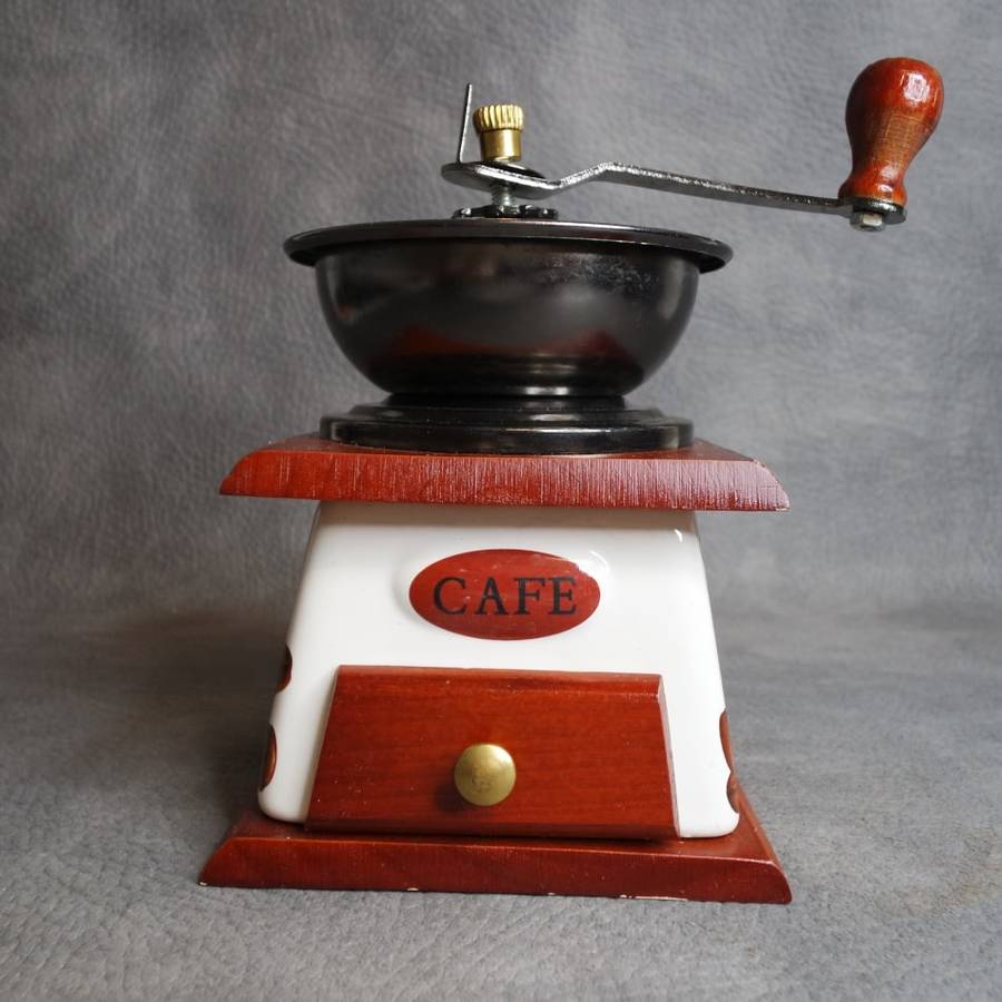 Super Cool!!! Wood and Porcelain Coffee Grinder!!! - Like New, Working!!!
