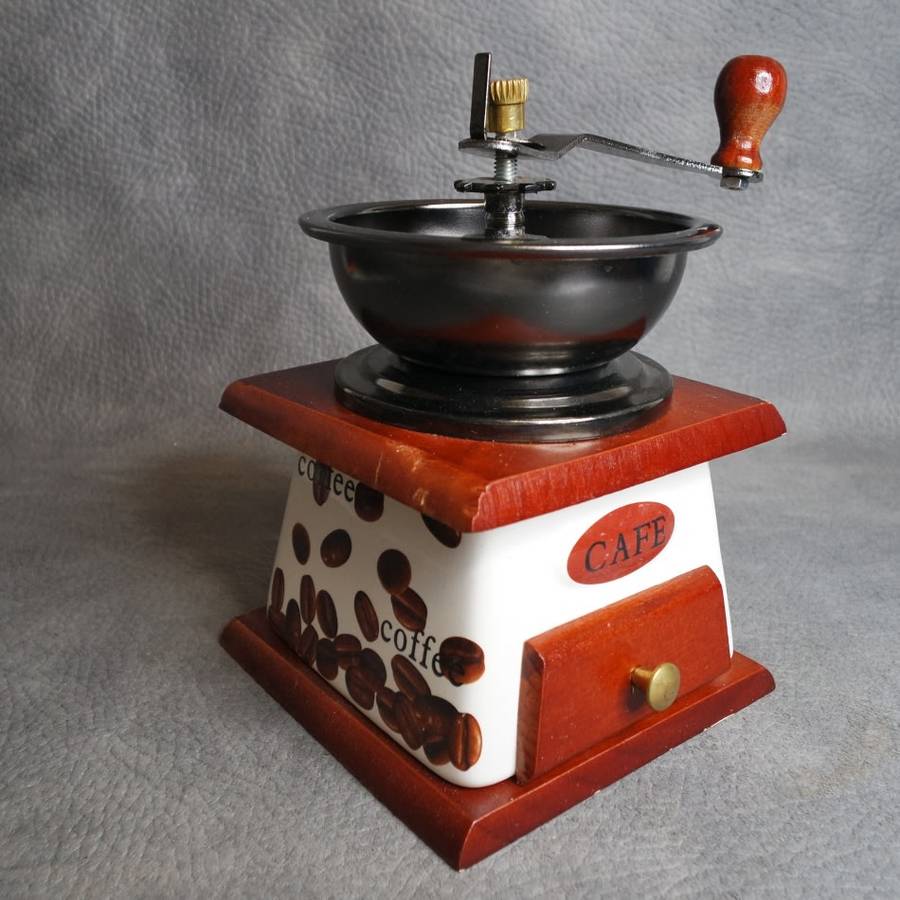 Super Cool!!! Wood and Porcelain Coffee Grinder!!! - Like New, Working!!!