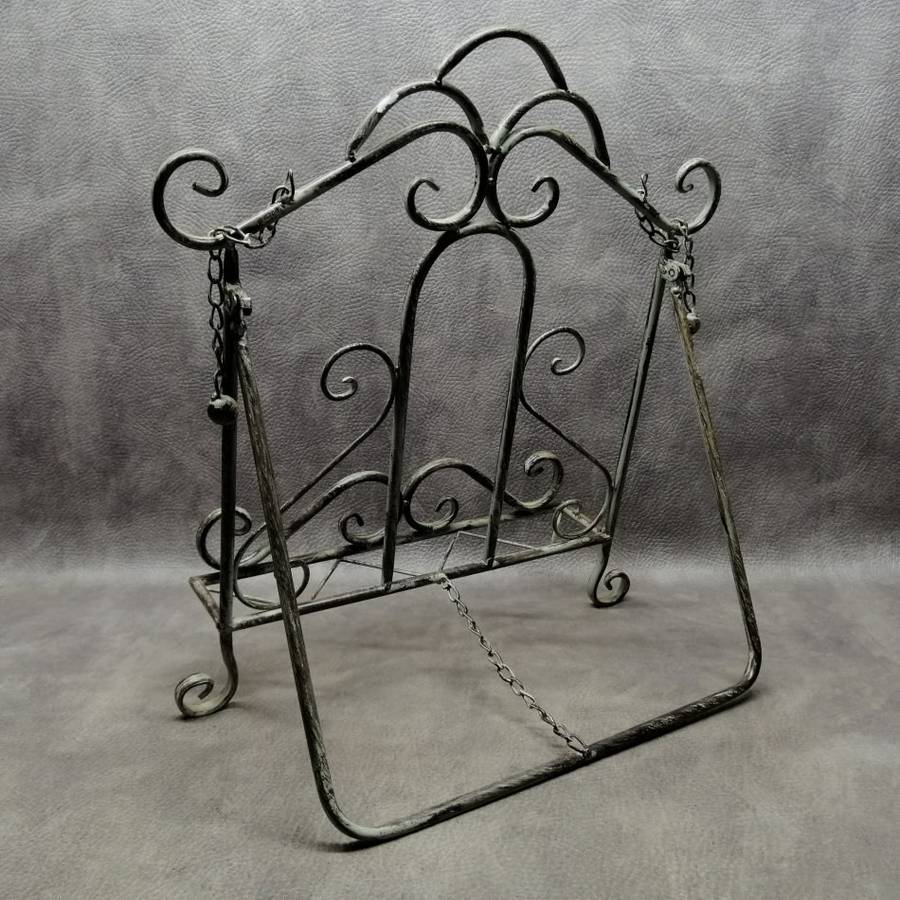 Vintage Look Foldable Wrought Iron Table Book Stand With Metal Placeholders!!!