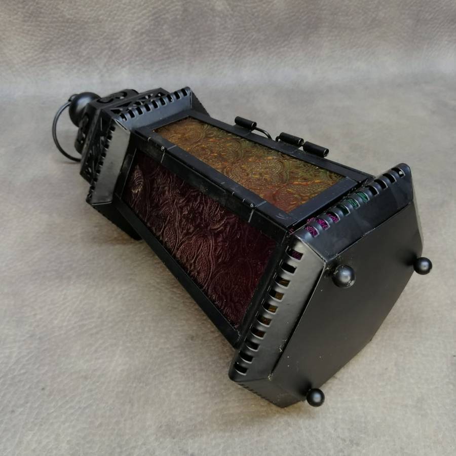 Pressed Metal and Colored Glass Moroccan Styled Lantern!!!