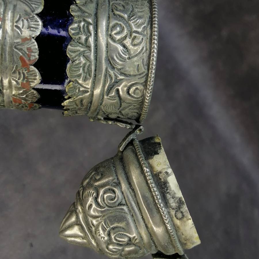 Vintage Metal and Glass Judaica Mezuzah Jewish Document Holder!!!
