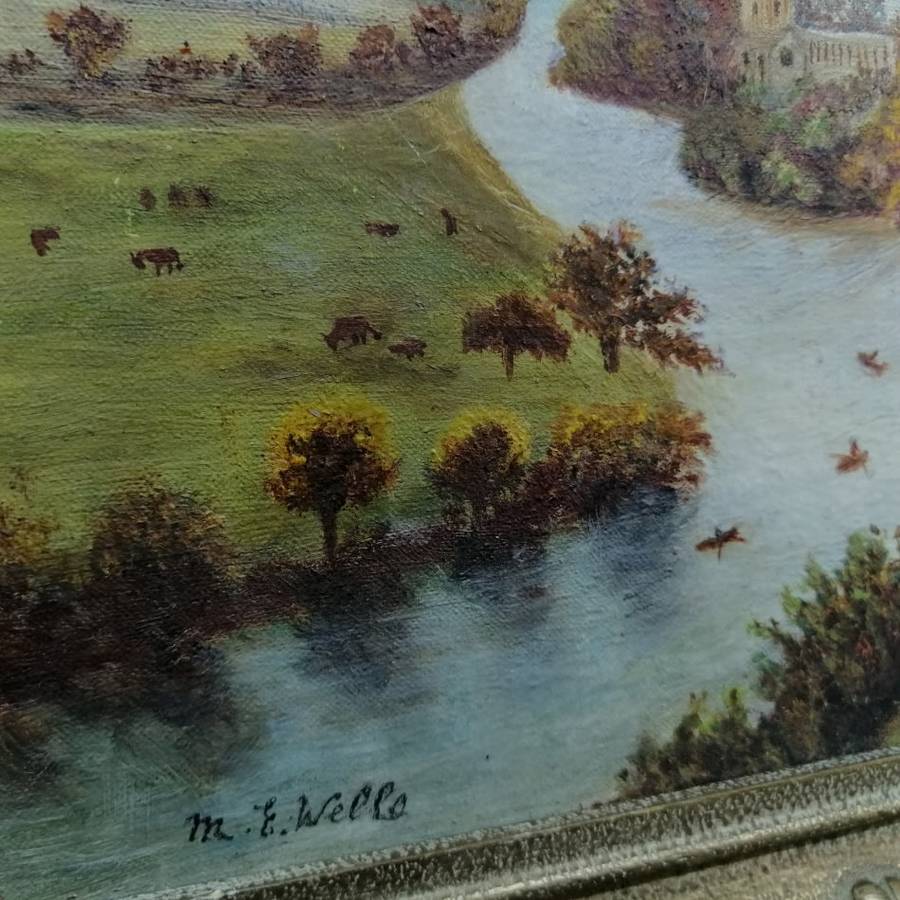 Framed Antique Oil on Board South African Cape Town Landscape Scenes By M.E Wells  320 x 260