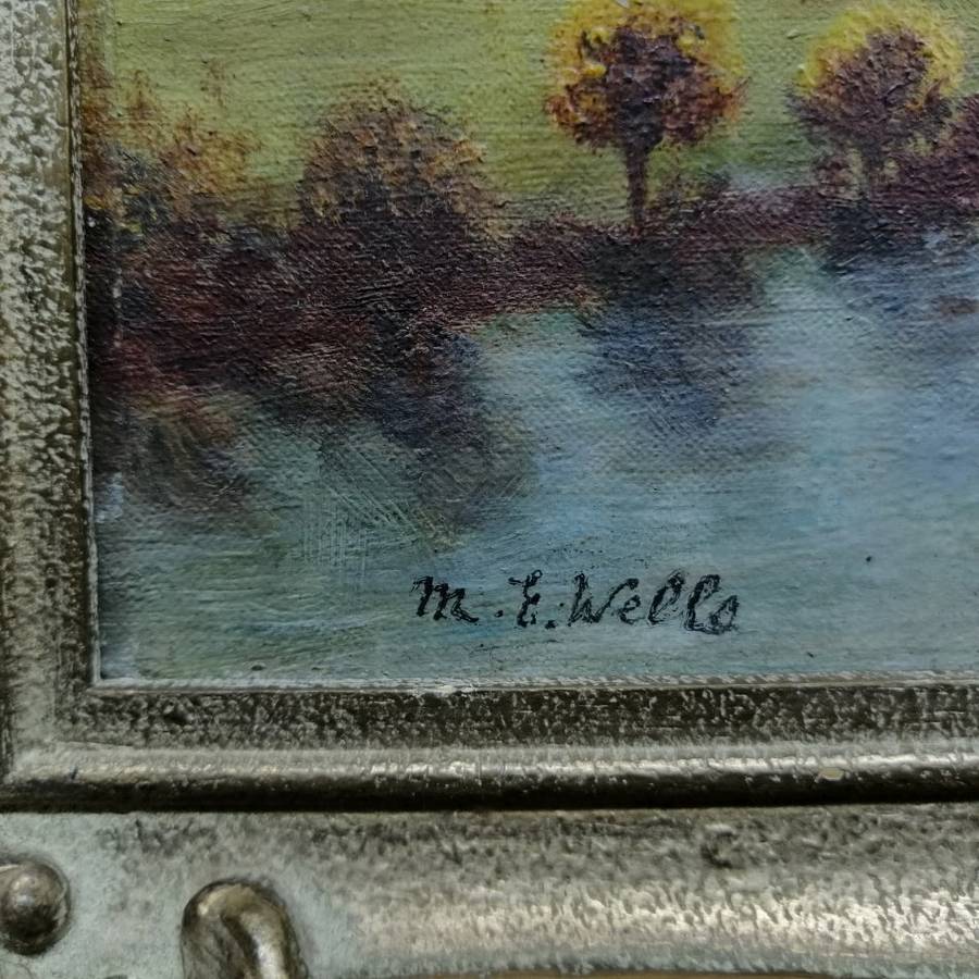 Framed Antique Oil on Board South African Cape Town Landscape Scenes By M.E Wells  320 x 260