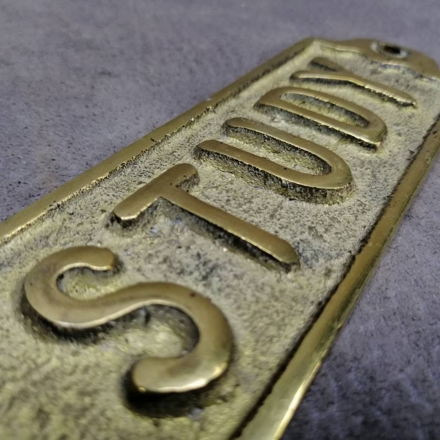 Vintage Cast Brass Study Door Mounted Sign!!!!