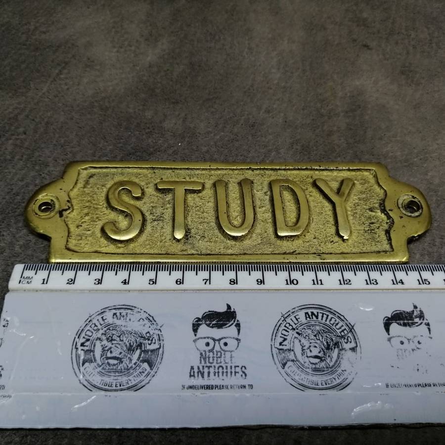 Vintage Cast Brass Study Door Mounted Sign!!!!