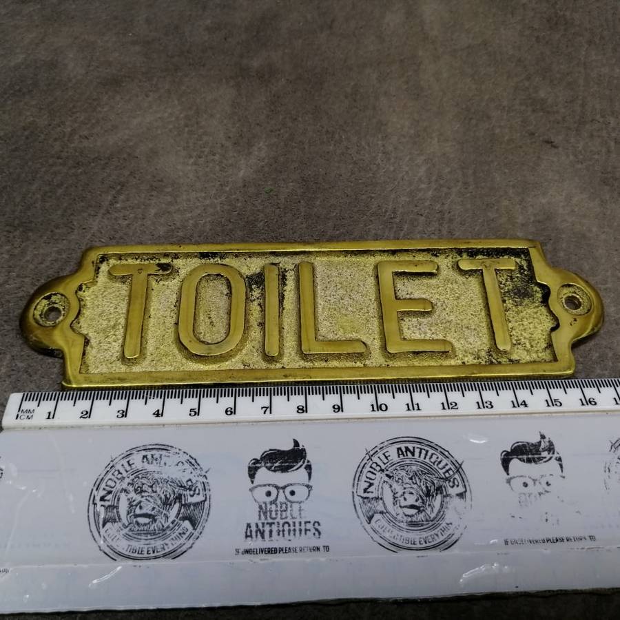Vintage Cast Brass Toilet Door Mounted Sign!!!!