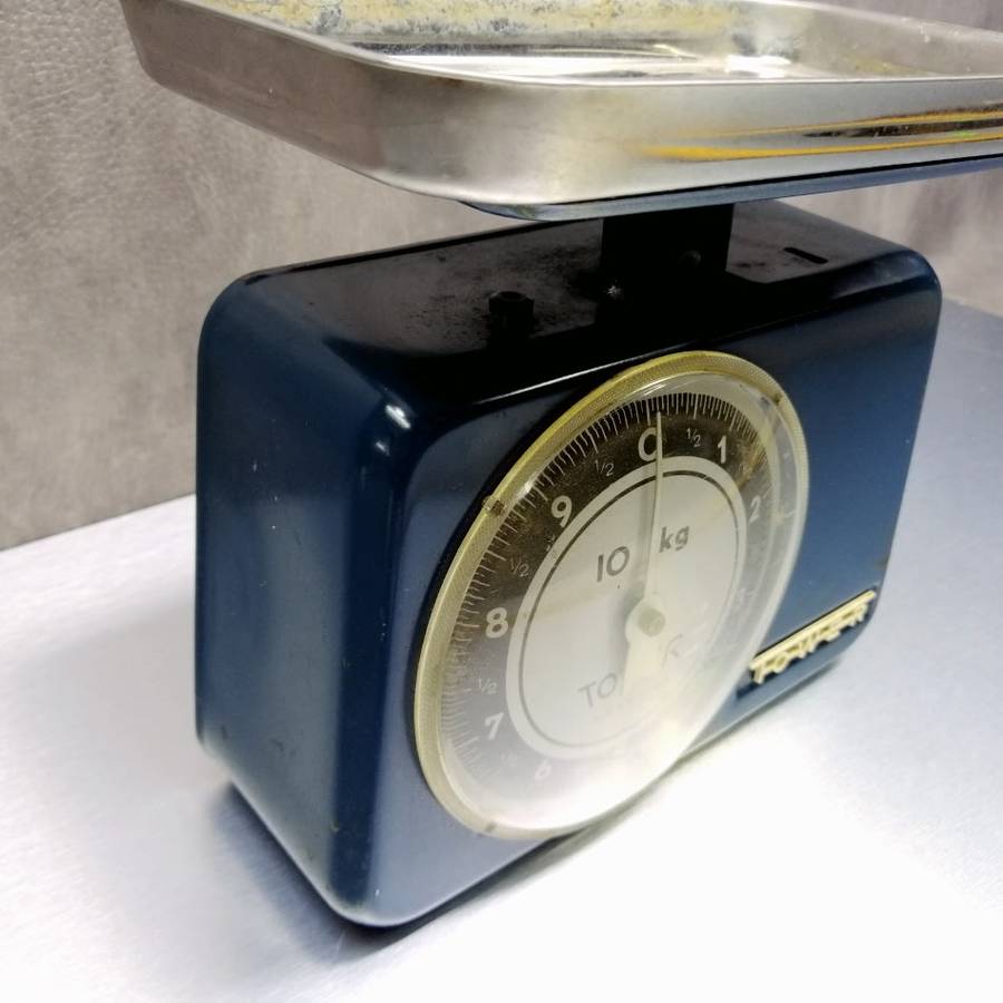 Super Cool!!! Vintage Blue West German Kitchen Scale and Chrome Weight Bowl!!!