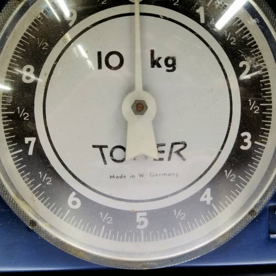 Super Cool!!! Vintage Blue West German Kitchen Scale and Chrome Weight Bowl!!!