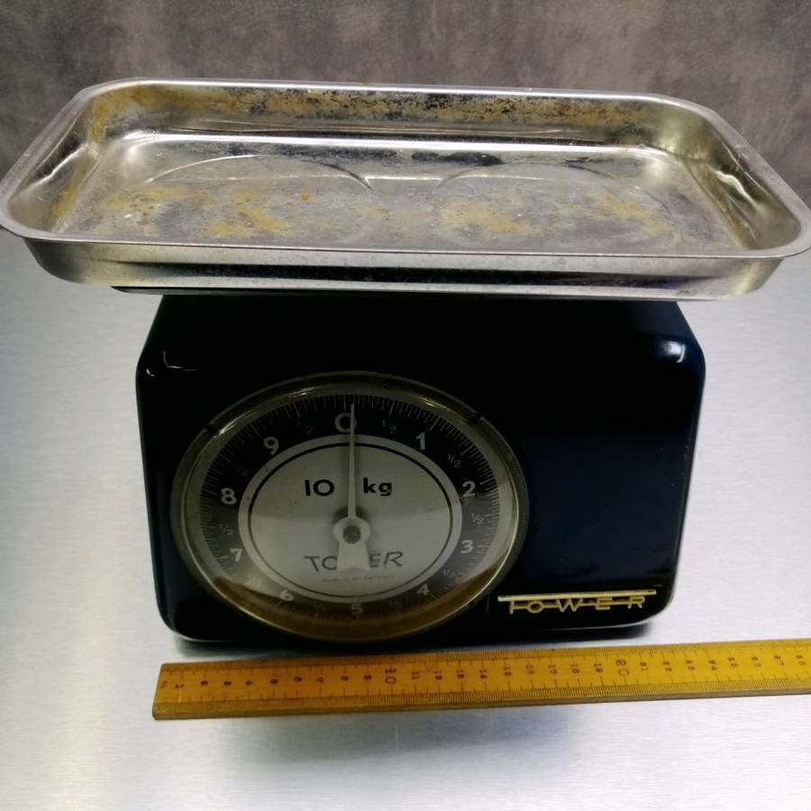 Super Cool!!! Vintage Blue West German Kitchen Scale and Chrome Weight Bowl!!!