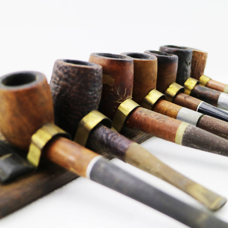 FANTASTIC!!! Original Seven Pipe Wall Mount Pipe Rack with Brass Plague and Pipes!!!