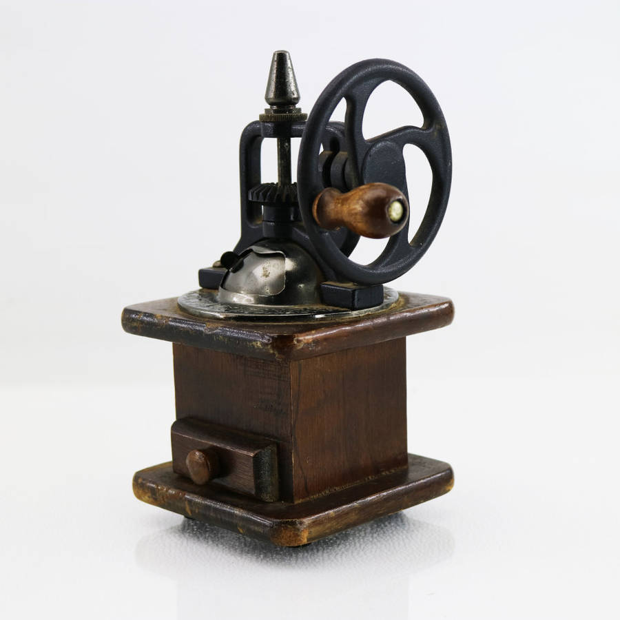 Vintage Wood and Metal Industrial Styled Coffee Grinder!!! Working!!!