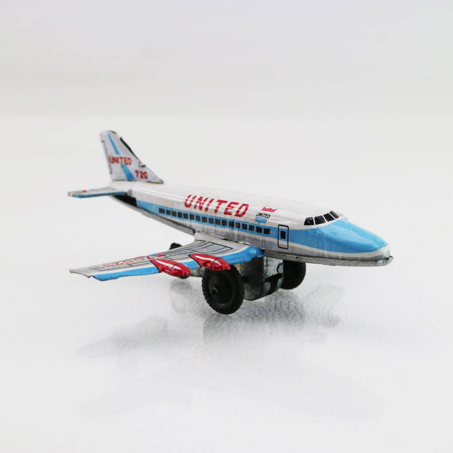 Rare!!! Small Lithographed Japanese Tintoy United Airlines Aeroplane!!!