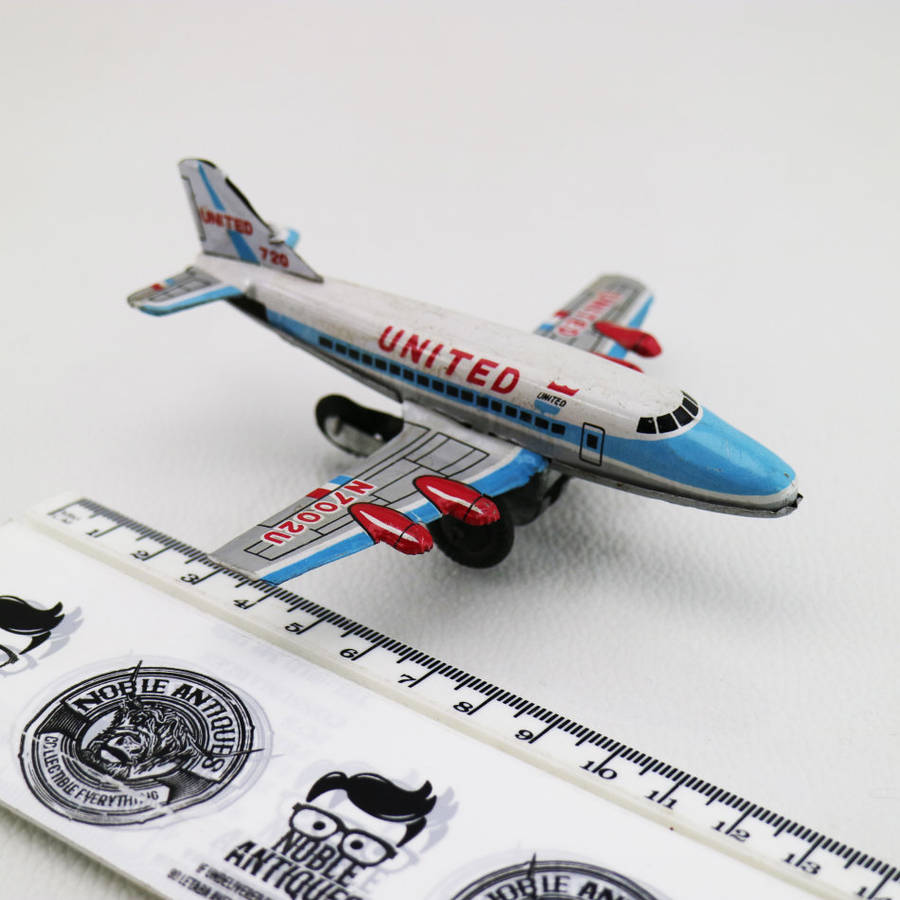 Rare!!! Small Lithographed Japanese Tintoy United Airlines Aeroplane!!!