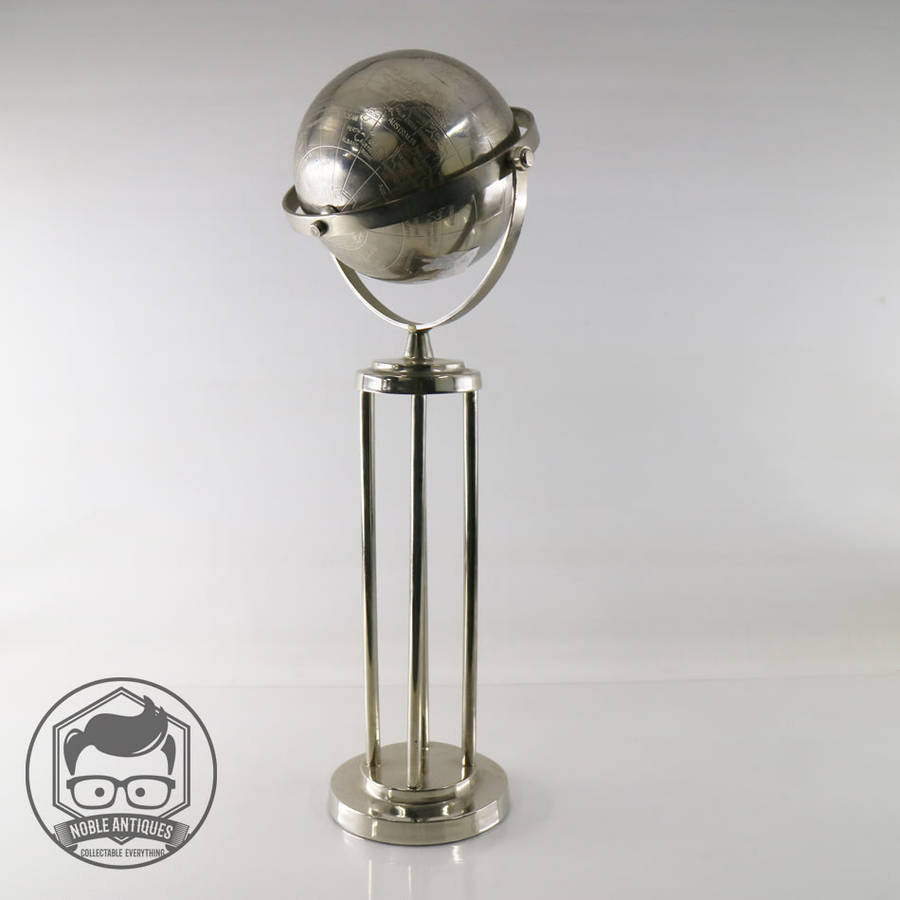Fantastic!!! Chrome Metal Globe On Chrome Stand!!! 450mm Tall!!!