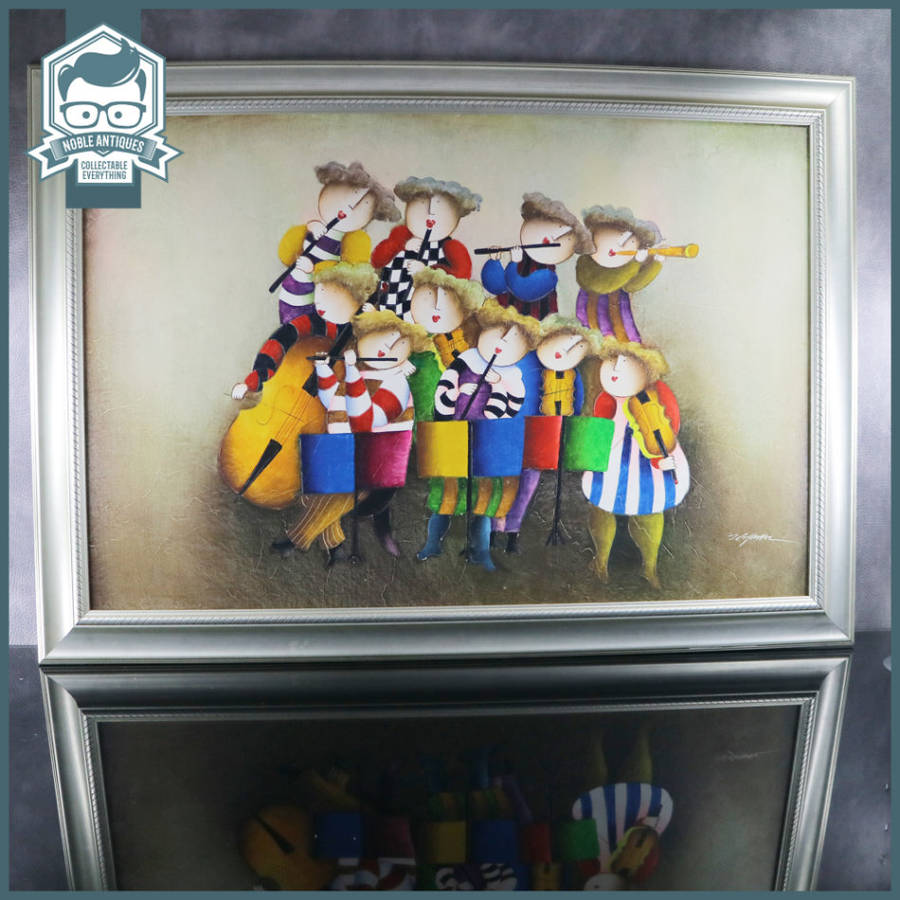 Large Framed Oil On Board Signed Orchestra!!! 1000mm x 850mm