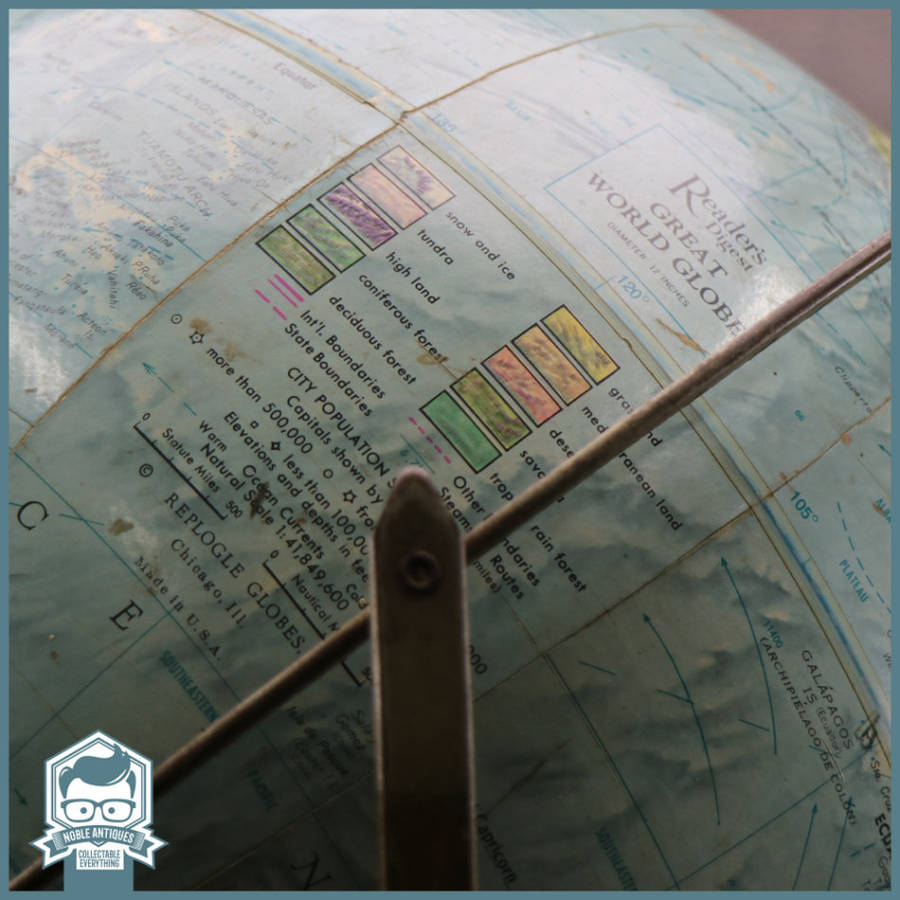 LARGE Vintage Metal Frame Readers Digest World Globe!!!
