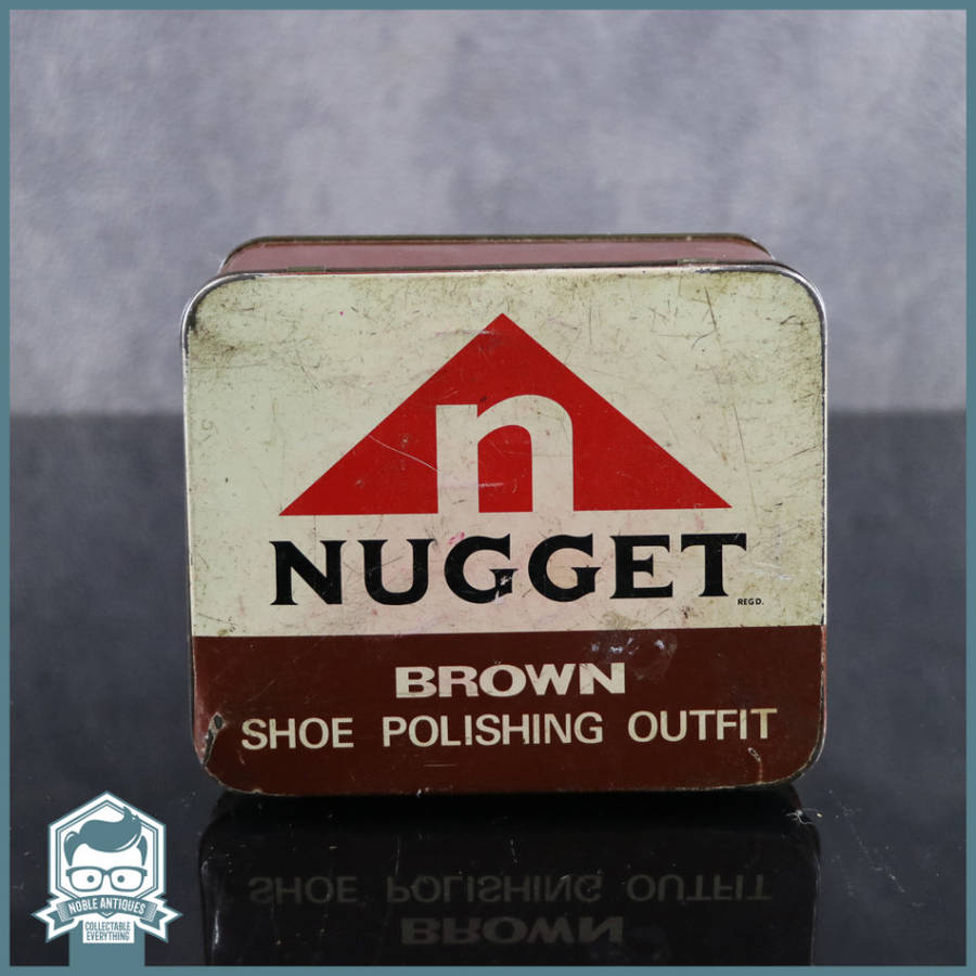 Vintage Brown Nugget Polish Tin With Original Brush & Content!!!