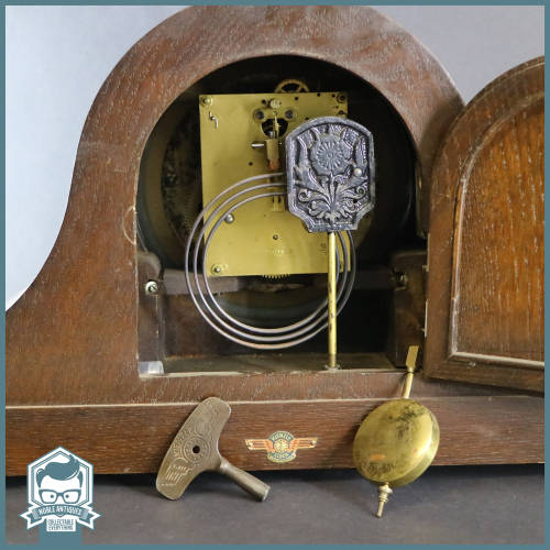 Working Vintage German Kienzle Mantel Clock, Key and Pendulum!!! (No Glass)