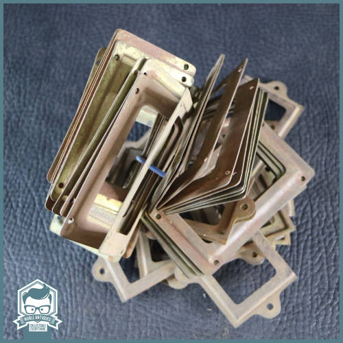 Massive Vintage Brass and Metal Shelf Labeling Fixtures - Over 40!!! Bis For All!!!