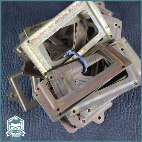 Massive Vintage Brass and Metal Shelf Labeling Fixtures - Over 40!!! Bis For All!!!