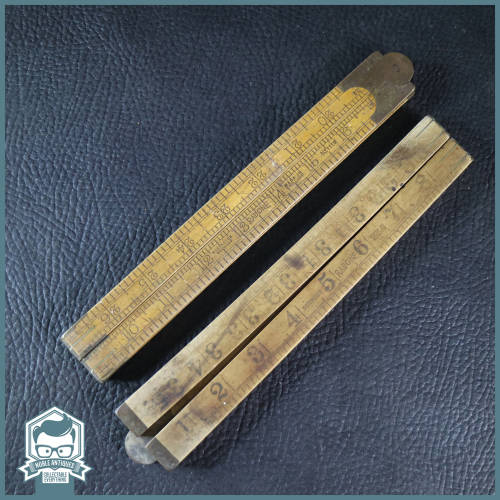 Original Vintage Wood and Brass Carpentry Rulers!!!