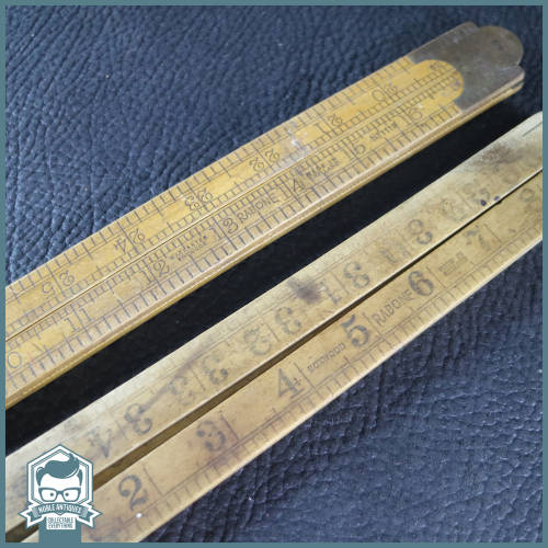 Original Vintage Wood and Brass Carpentry Rulers!!!