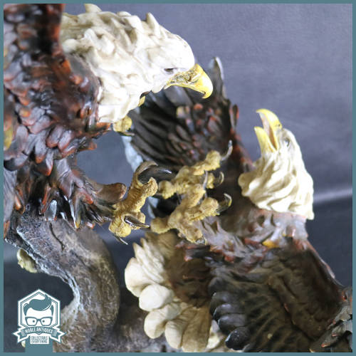 MASSIVE American Bald Eagles In Flight On Wood Plinth Statue - The Juliana Collection!!! 700mm Tall!