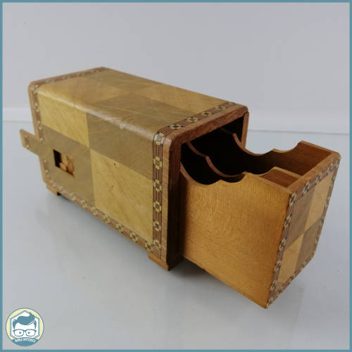 Handcrafted Wood and Veneer Inlay Secret Compartment Trinket Box!!!