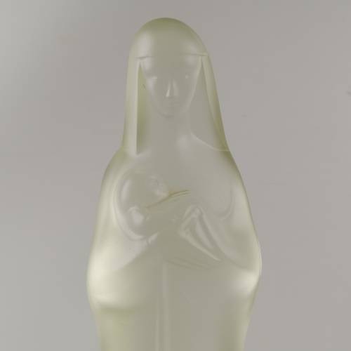 Spectacular!!! Original 1930`s Leerdam Holland Madonna Frosted Glass Statue!!!