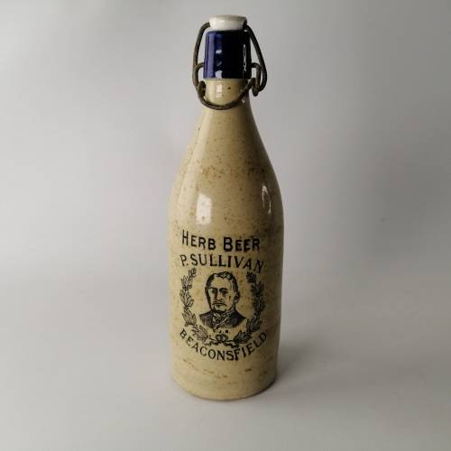 Large Original Glazed P. Sullivan Beaconsfield Herb Beer Stoneware Bottle!!!