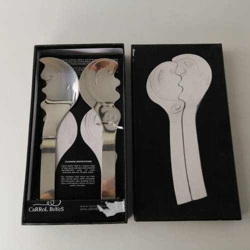 Original Boxed Carrol Boyes Functional Art Kiss Salad Server Set!!!